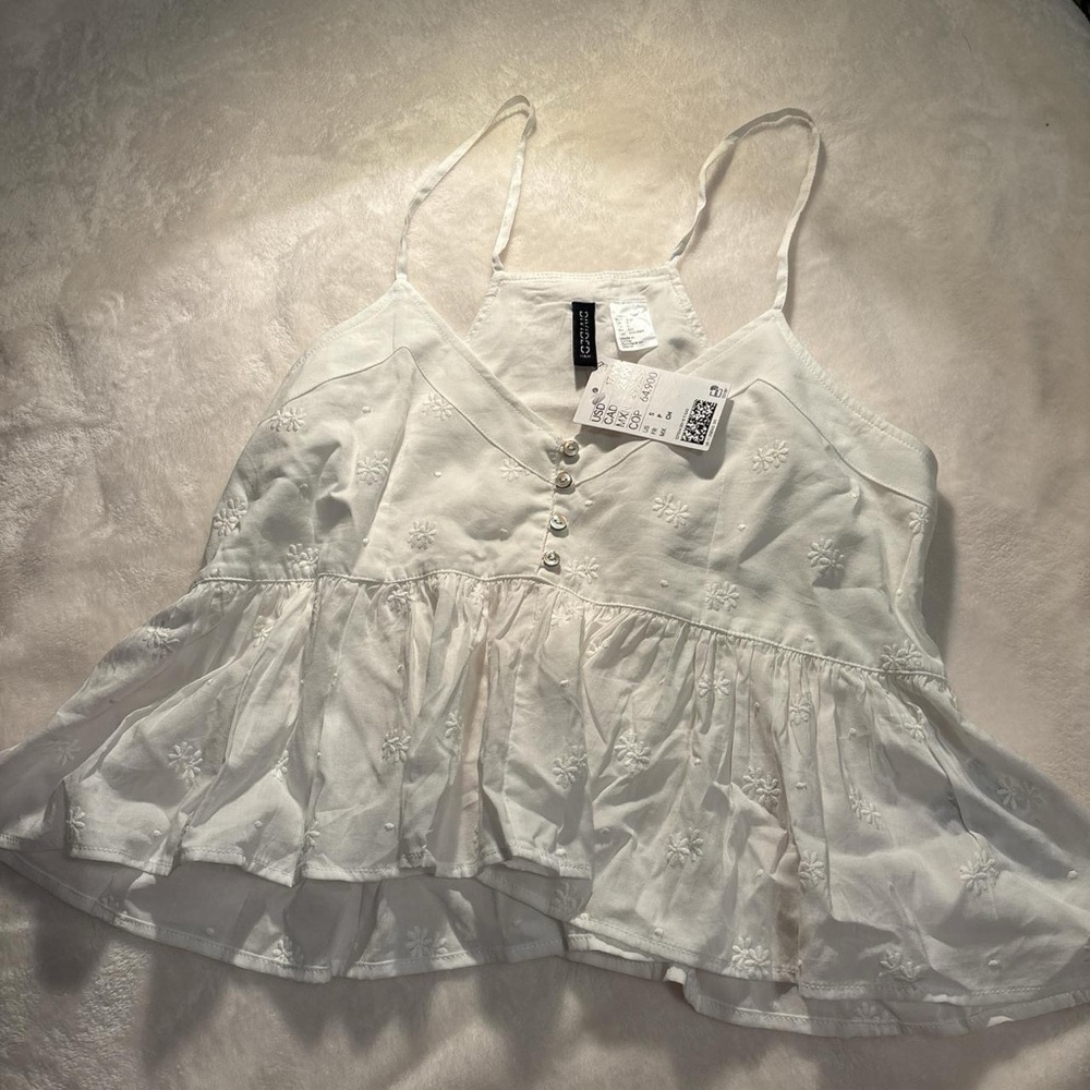 White Embroidered Women's Top